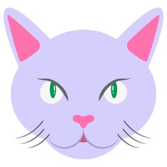 Vector illustration of isolated cat muzzle on a white background. Simple flat style.