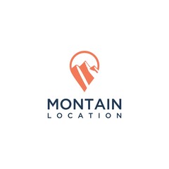 Mountain location logo design with pin.