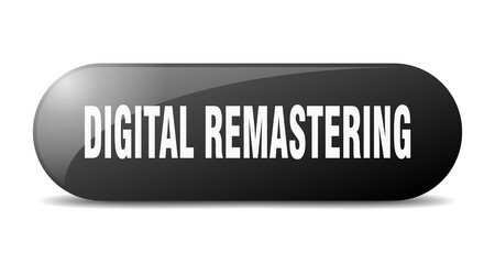digital remastering button. sticker. banner. rounded glass sign