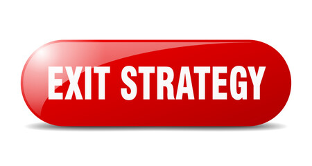 exit strategy button. sticker. banner. rounded glass sign