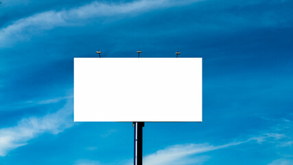 blank billboard against blue sky mock up