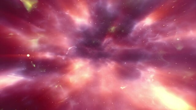 4k Seamlessly loopable animation of flying through glowing nebulae and stars