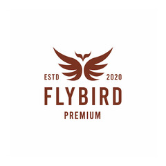 Fly Bird Animal premium Vector Logo vintage illustration design