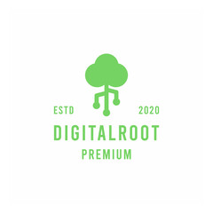 Digital Root premium Vector Logo network Technology design