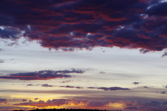 Diverse colors in a sunset from a viewpoint at 10,000 feet in elevation