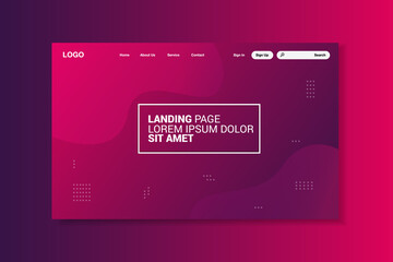 Colorful geometric landing page, interface design, vector