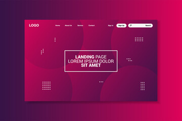 Colorful geometric landing page, interface design, vector
