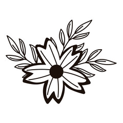 purple flower branch leaves foliage isolated icon line style