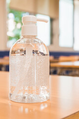 hydro-alcoholic gel in a classroom