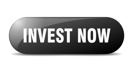 invest now button. sticker. banner. rounded glass sign