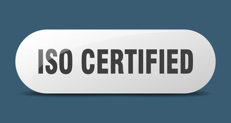 iso certified button. sticker. banner. rounded glass sign