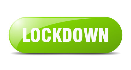 lockdown button. sticker. banner. rounded glass sign