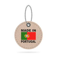 Made in Portugal tag, paper label, 3d vector illustration	