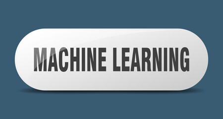 machine learning button. sticker. banner. rounded glass sign