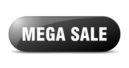mega sale button. sticker. banner. rounded glass sign