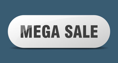 mega sale button. sticker. banner. rounded glass sign