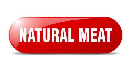 natural meat button. sticker. banner. rounded glass sign