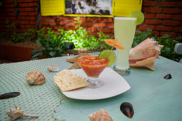 Colombian tradicional Island Ceviche with prawns (shrimp)