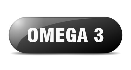 omega 3 button. sticker. banner. rounded glass sign