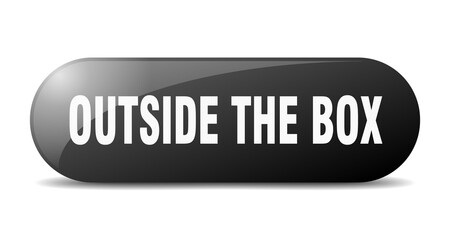 outside the box button. sticker. banner. rounded glass sign