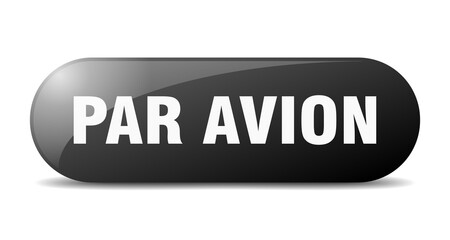 par avion button. sticker. banner. rounded glass sign