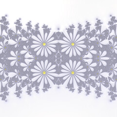 symmetric flower heads gray tone embossed background illustration