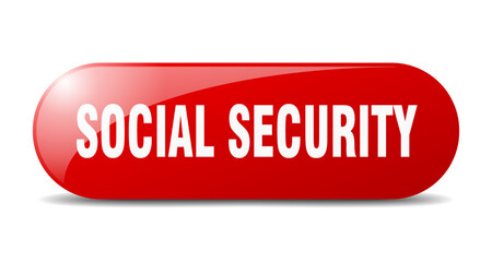social security button. sticker. banner. rounded glass sign