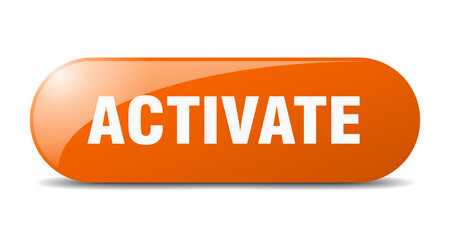 activate button. sticker. banner. rounded glass sign