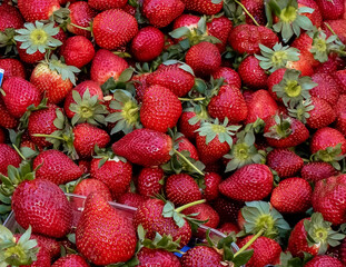 Fresh ruby red Strawberries background