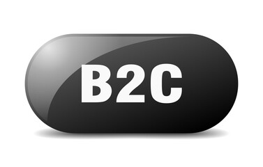 b2c button. sticker. banner. rounded glass sign