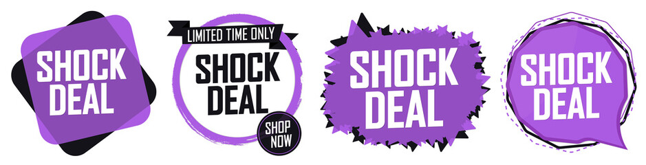 Obraz premium Set Shock Deal tags, sale banners design template, vector illustration