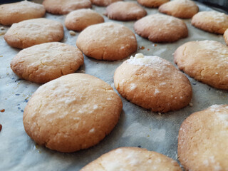 Fresh baked homemade brown gingersnap cookies for the Holidays