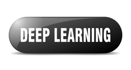 deep learning button. sticker. banner. rounded glass sign