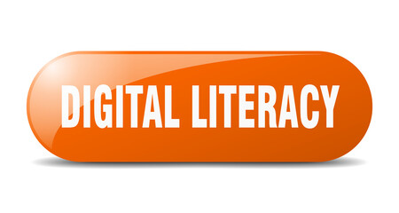 digital literacy button. sticker. banner. rounded glass sign