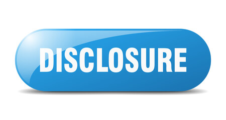 disclosure button. sticker. banner. rounded glass sign