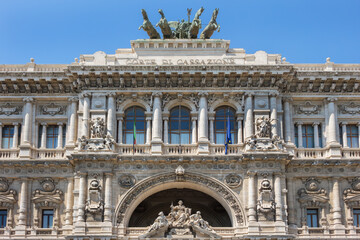Fototapeta na wymiar Architectural fragments of Palace of Justice (Corte Suprema di Cassazione, 1888). Rome, Italy.