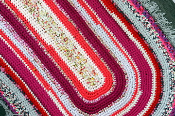Handmade fabric carpet, handicraft.