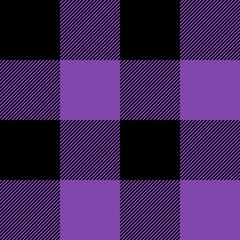 Tartan Royal Purple plaid. Scottish pattern in black and purple cage. Scottish cage. Traditional Scottish checkered background. Seamless fabric texture. Vector illustration