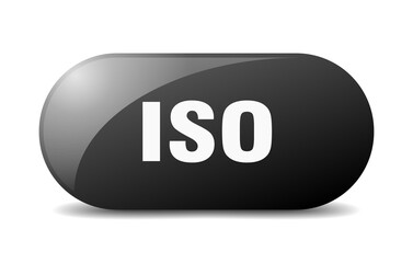 iso button. sticker. banner. rounded glass sign