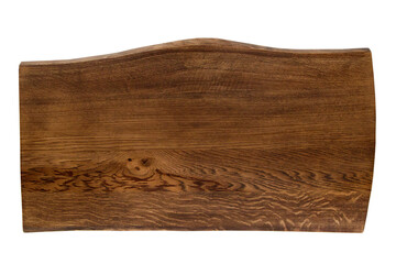 Natural wood table top plate, brown wood texture, dark wooden background.