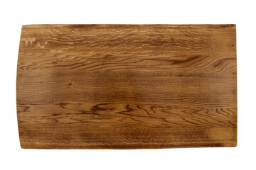 Natural wood table top plate, brown wood texture, dark wooden background.