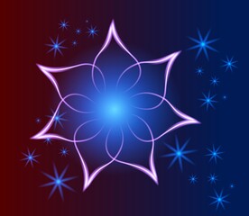 Glowing transparent background for graphic design. Stars and flowers...Multicolored abstract image as a template for cards, prints and the like.....