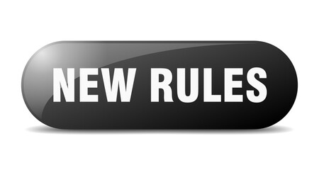 new rules button. sticker. banner. rounded glass sign