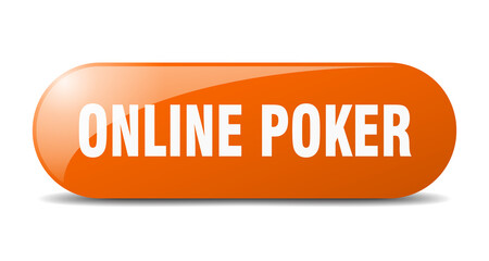 online poker button. sticker. banner. rounded glass sign