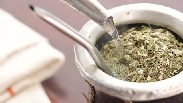 Mate is a hot drink typical of Argentina and Uruguay prepared with yer