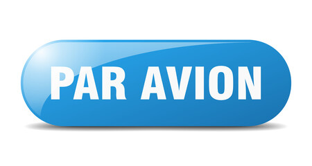 par avion button. sticker. banner. rounded glass sign