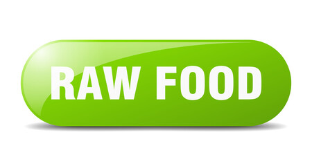 raw food button. sticker. banner. rounded glass sign