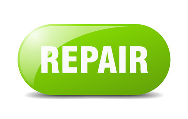 repair button. sticker. banner. rounded glass sign