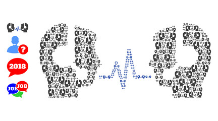 Vector operator dialog signal mosaic is formed of repeating recursive operator dialog signal pictograms. Recursive mosaic of operator dialog signal. Some other icons are present in this vector.