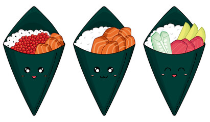 Set of temakis in vector illustration